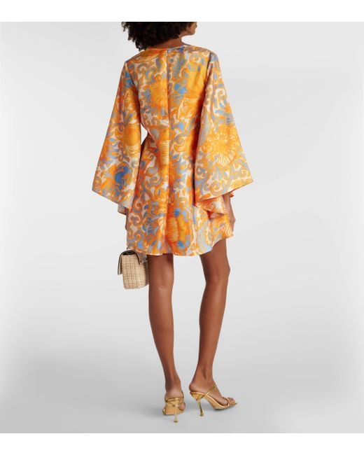 Robe Mini Magnifico imprimee en soie LaDoubleJ en coloris Orange