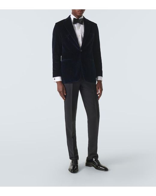 Rubinacci Blue Modluca Wool Tuxedo Pants for men