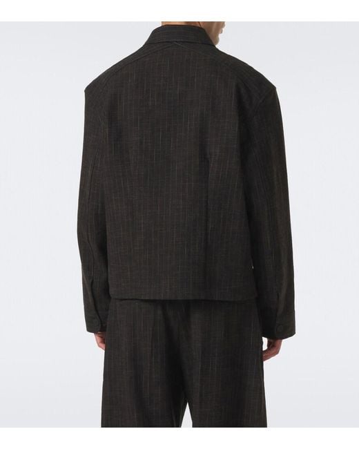 Studio Nicholson Black Kelver Striped Cotton And Wool-Blend Jacket for men