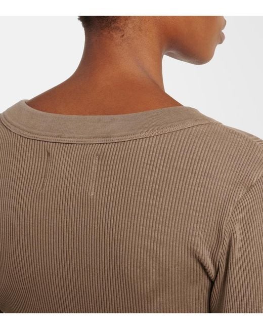 Citizens of Humanity Brown Varra Ribbed-Knit Henley Shirt