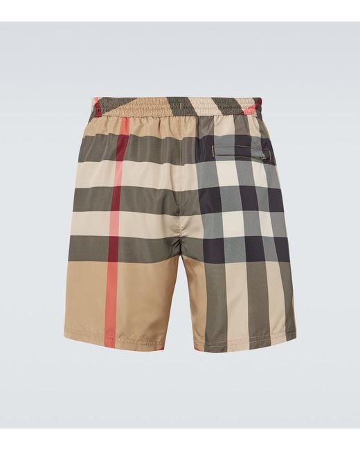 Burberry Natural Check Swim Trunks for men