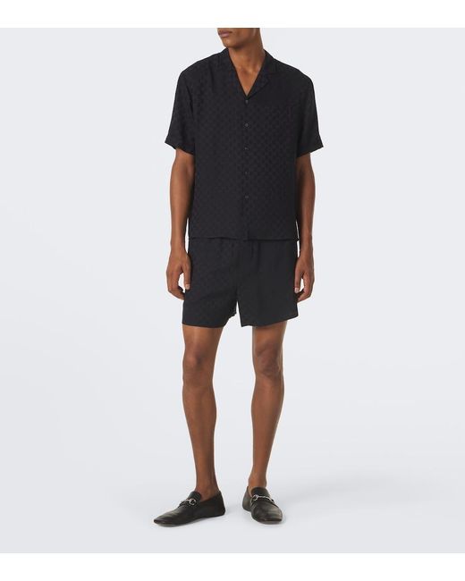Gucci Blue Gg Jacquard Silk Shorts for men