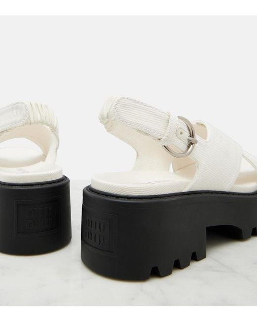 Miu Miu White Platform Slingback Sandals