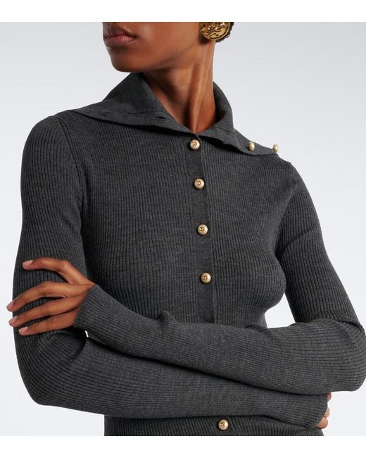 Dolce & Gabbana Black Embellished Ribbed-Knit Wool Cardigan