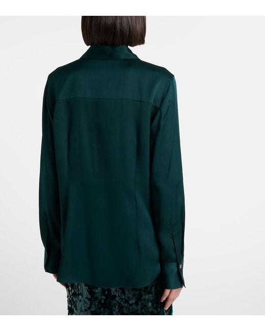 Vince Green Silk-Blend Satin Shirt