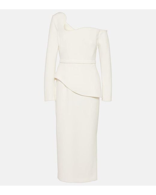 Safiyaa White Bridal Asymmetric Midi Dress