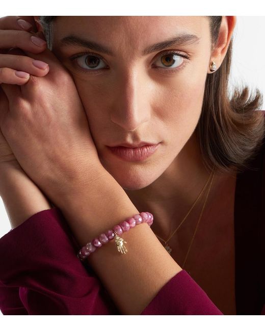 Sydney Evan Pink 14Kt Bracelet With Moonstones And Diamonds