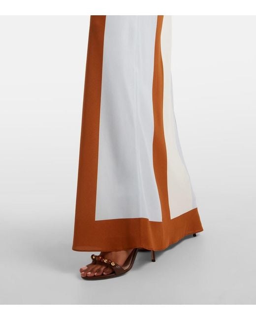 Sir Brown Striped Silk Maxi Skirt