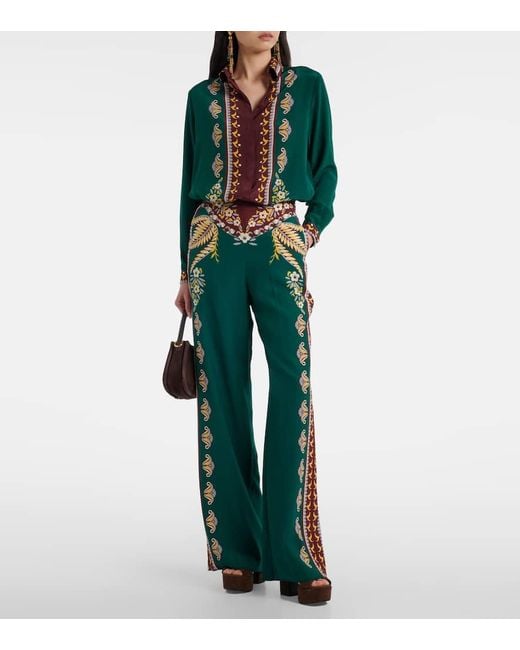 Etro Multicolor Bedrucktes Oversize-Hemd Aus Seide