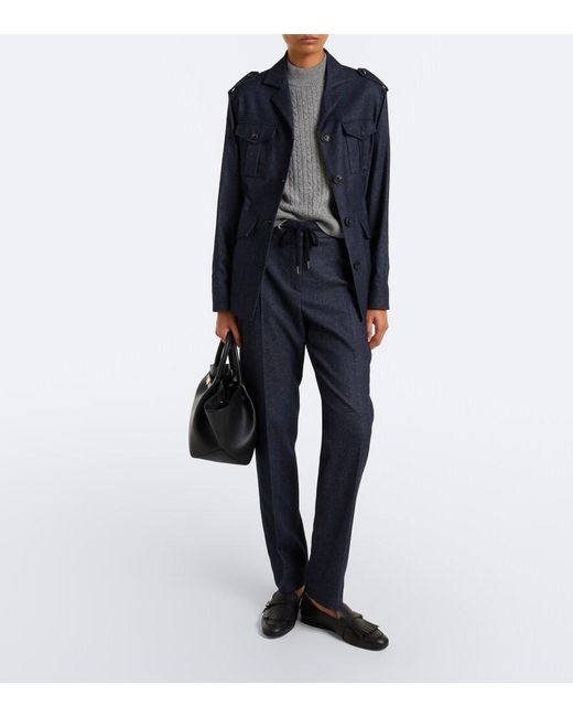 Eleventy Blue Wool, Cotton, And Cashmere-Blend Jacket