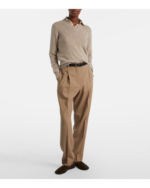 The Row Brown Canal Calf Hair Slip-On Shoes