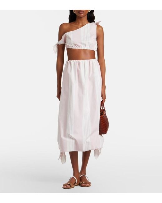 Posse Pink Rosie Striped Cotton Midi Skirt