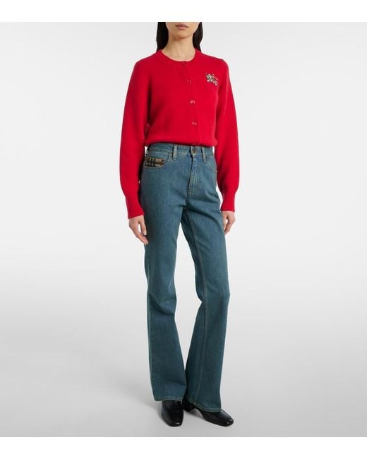 Burberry Blue Check Flared Jeans