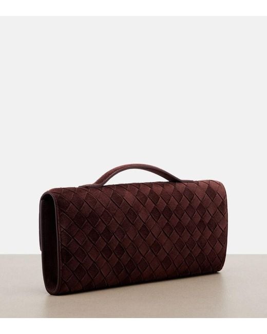 Bottega Veneta Red Andiamo Suede Clutch