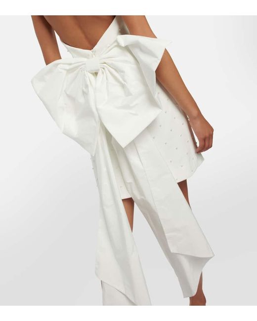 Rebecca Vallance White Perle Bow Embellished Halterneck Mini Dress
