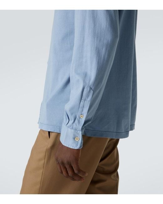 Fedeli Blue Cotton Shirt for men