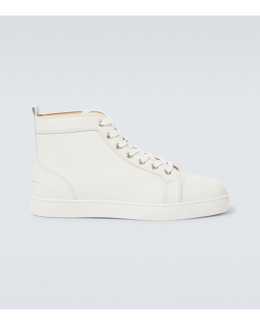 Christian Louboutin White Louis Leather High-Top Sneakers for men