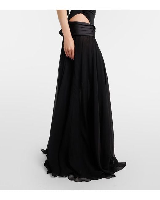 The New Arrivals Ilkyaz Ozel Black Cutout One-Shoulder Gown