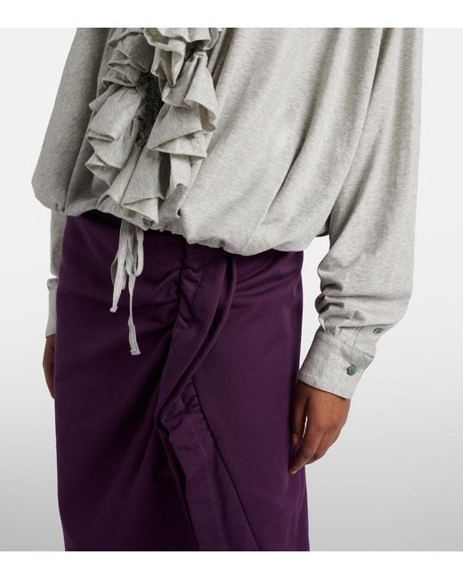 Dries Van Noten White Ruffled Cotton Jersey Blouse
