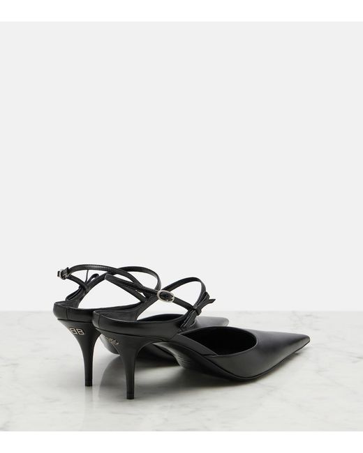 Balenciaga Black Avenue Bow Leather Slingback Pumps
