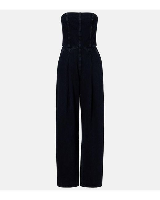 Agolde Blue Agyness Denim Bustier Jumpsuit