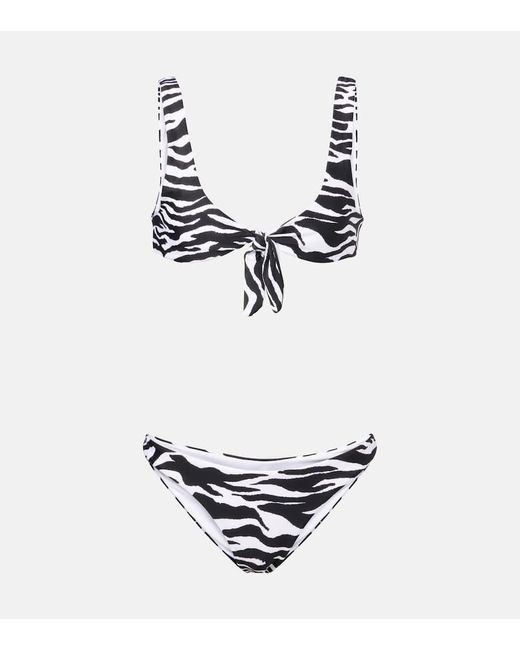The Attico White Zebra-Print Bikini