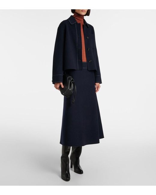 Max Mara Blue Nevada Wool Midi Skirt