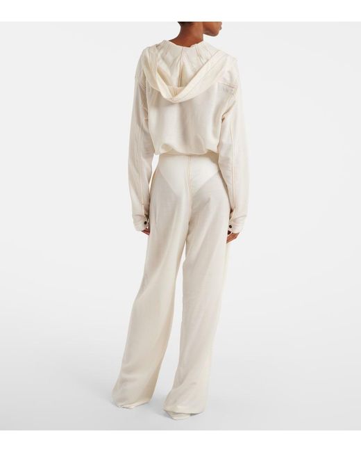 Alaïa White High-Rise Wool-Blend Wide-Leg Pants