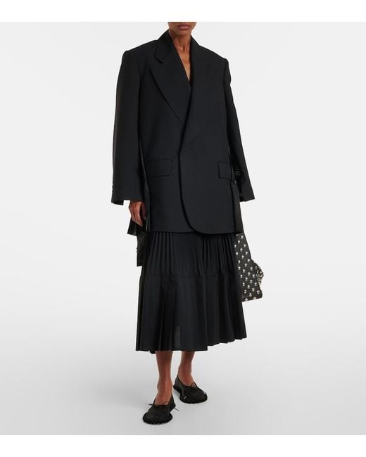 Junya Watanabe Black Pleated Wool Blazer Dress