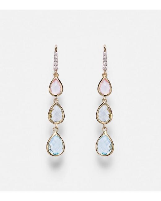 Mateo White 14Kt Drop Earrings With Gemstones