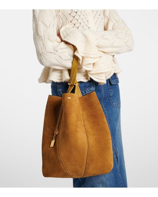 Chloé Brown Spin Medium Suede Tote Bag