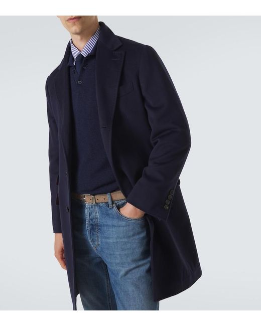 Brunello Cucinelli Blue Virgin Wool Coat for men