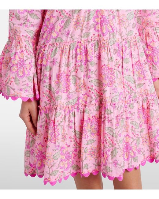 Juliet Dunn Pink Bedrucktes Minikleid Aus Baumwolle