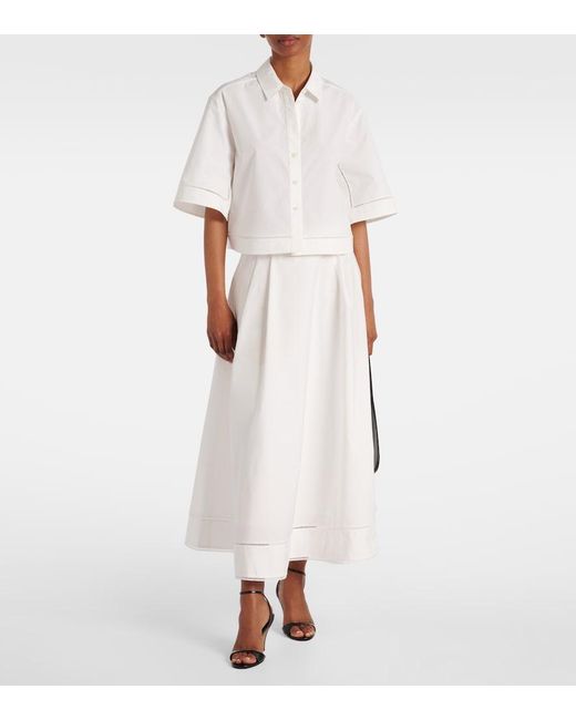 Rohe White Embroidered Cotton Poplin Maxi Skirt