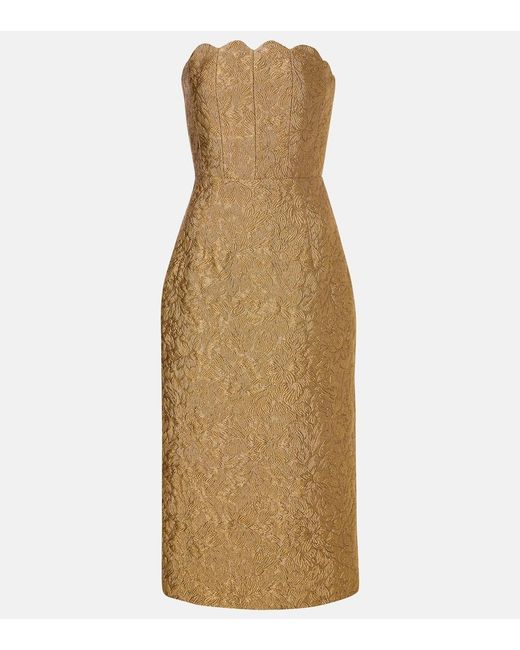 Markarian Natural Marcella Floral Brocade Cocktail Dress