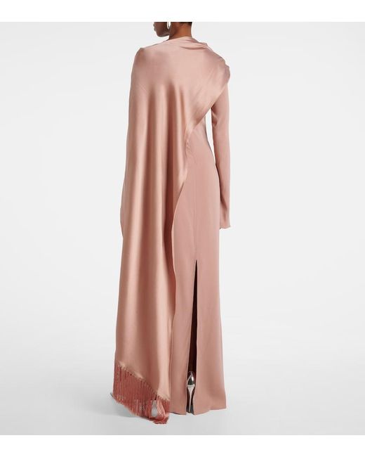 ‎Taller Marmo Pink Mounia Caped Crepe Cady Gown