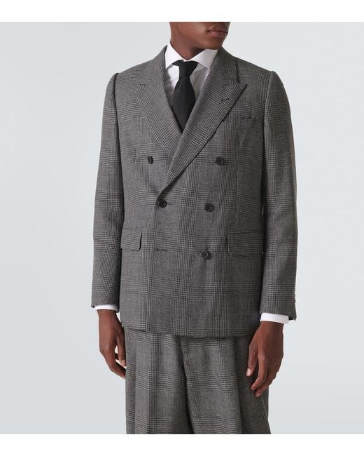 Dries Van Noten Gray Double-Breasted Wool Blazer for men