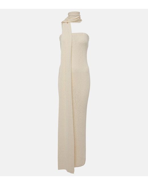 Magda Butrym White Scarf-Detail Linen And Cotton Maxi Dress