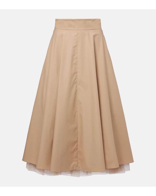 Dorothee Schumacher Natural Light Touch Cotton And Tulle Midi Skirt