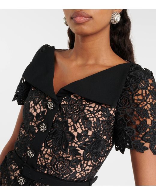 Self-Portrait Black Lace Midi Dress