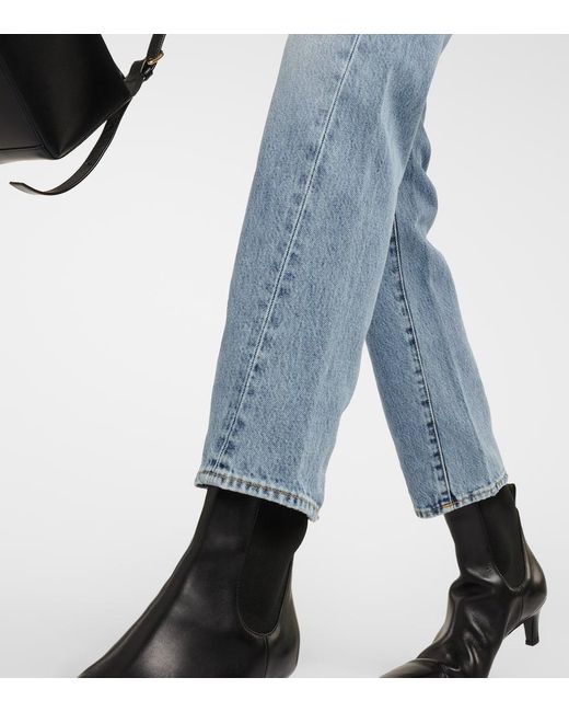 Totême  Blue Twisted Seam Mid-Rise Straight Jeans