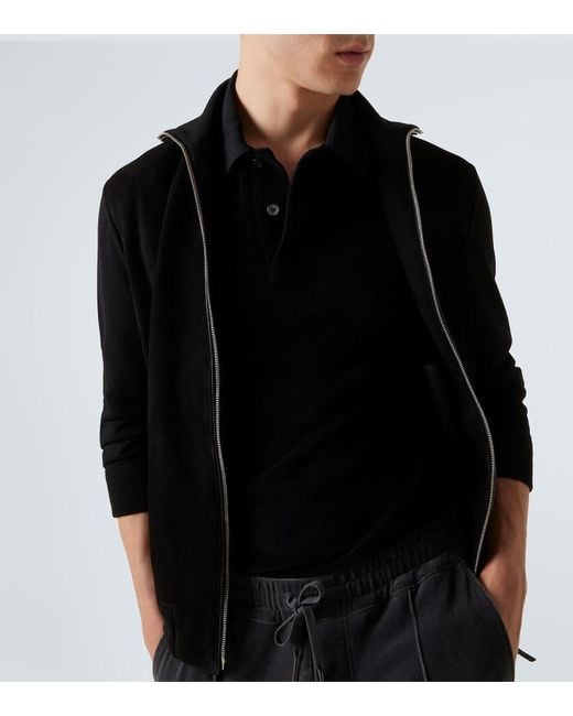 Tom Ford Black Cotton-Blend Terry Polo Shirt for men