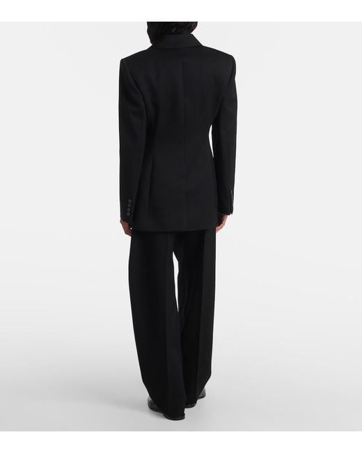 Givenchy Black Double-Breasted Satin-Trimmed Wool Blazer