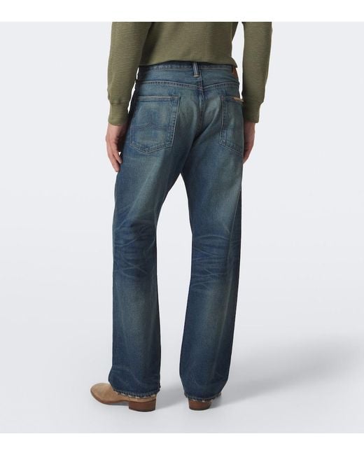 Jeans Rectos Con Efecto Desgastado RRL de hombre de color Blue