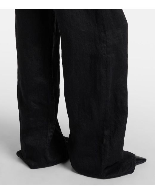 The Row Black Eglitta Linen Wide-Leg Jeans