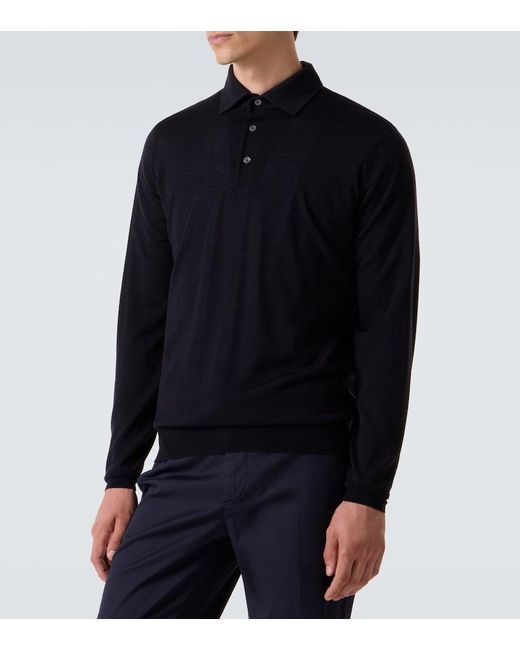 Lardini Blue Virgin Wool Polo Sweater for men