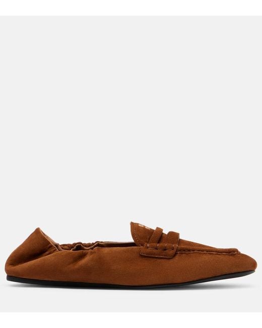 Miu Miu Brown Loafers Aus Veloursleder