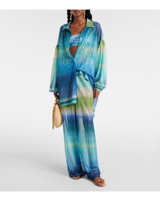 Missoni Blue Zigzag Palazzo Pants