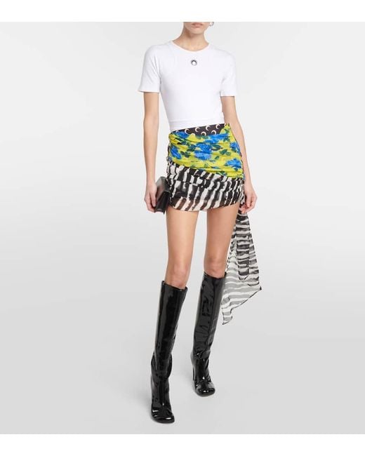 MARINE SERRE Multicolor Draped Silk Miniskirt