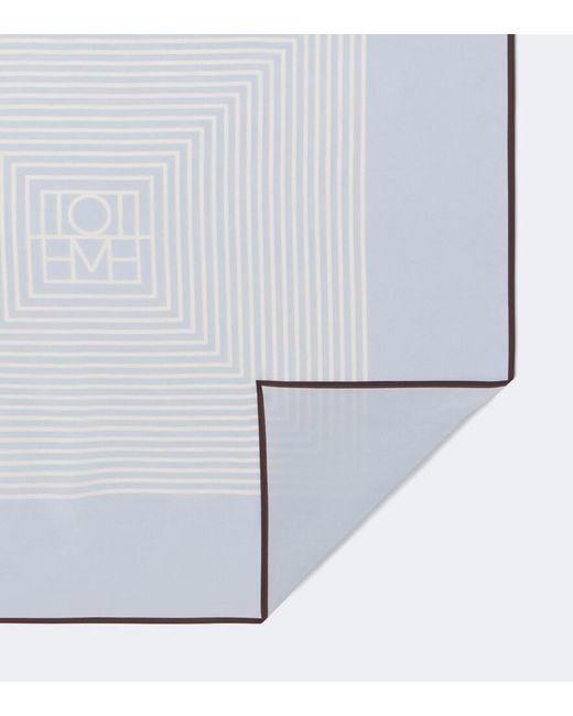 Totême Blue Monogram Silk Scarf